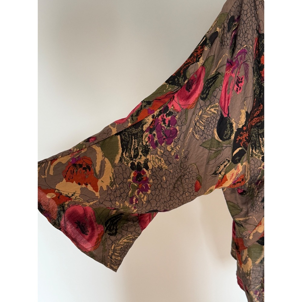 Soft Surroundings XL Floral Kimono Cardigan Open Front Crochet Trim Taupe‎ Pink - Picture 10 of 10